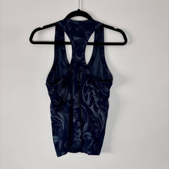 Athleta Momentum Seamless Tank Top Blue Paisley Pattern Workout Top Size Small - Picture 7 of 9